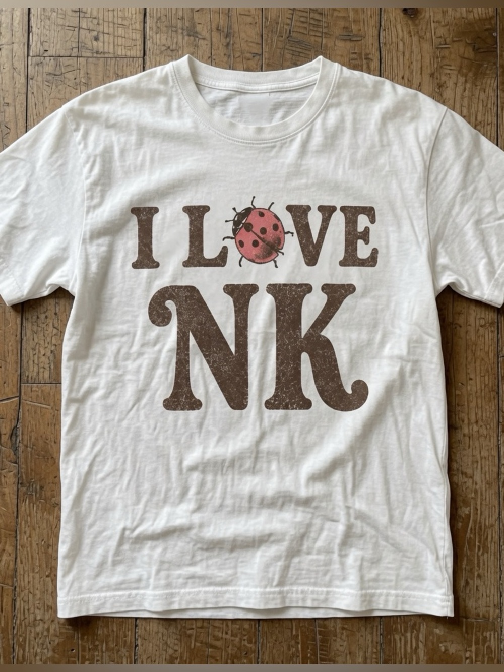 I Love NY  Graphic Tee - White with Brown and Pink Print